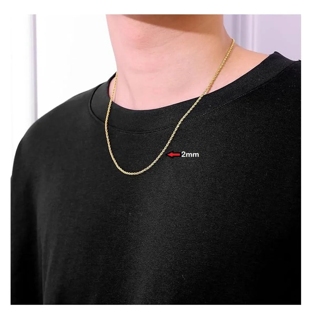 OEM - Cadena Collar Hombre Torcida Delgada Acero Inoxidable 316L