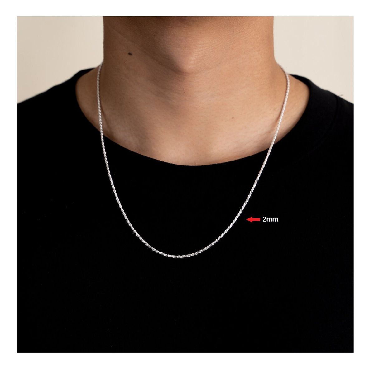 OEM - Cadena Collar Hombre Torcida Delgada Acero Inoxidable 316L