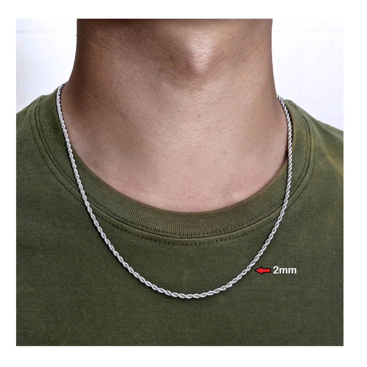 OEM - Cadena Collar Hombre Torcida Delgada Acero Inoxidable 316L