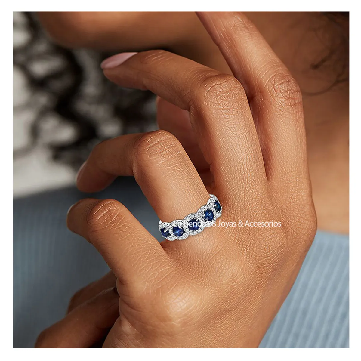 LA TIENDA 88 JOYAS Y ACCESORIOS - La Tienda 88 - Anillo De Pedida Mujer Bañado en Oro de 18k - Azul