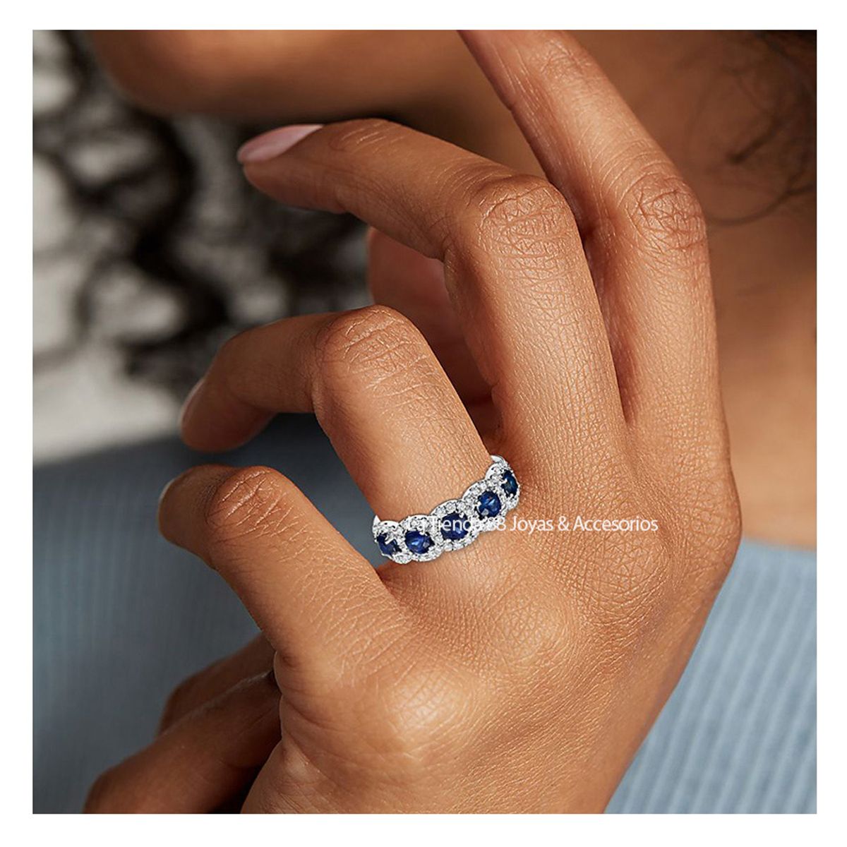 LA TIENDA 88 JOYAS Y ACCESORIOS - La Tienda 88 - Anillo De Pedida Mujer Bañado en Oro de 18k - Azul