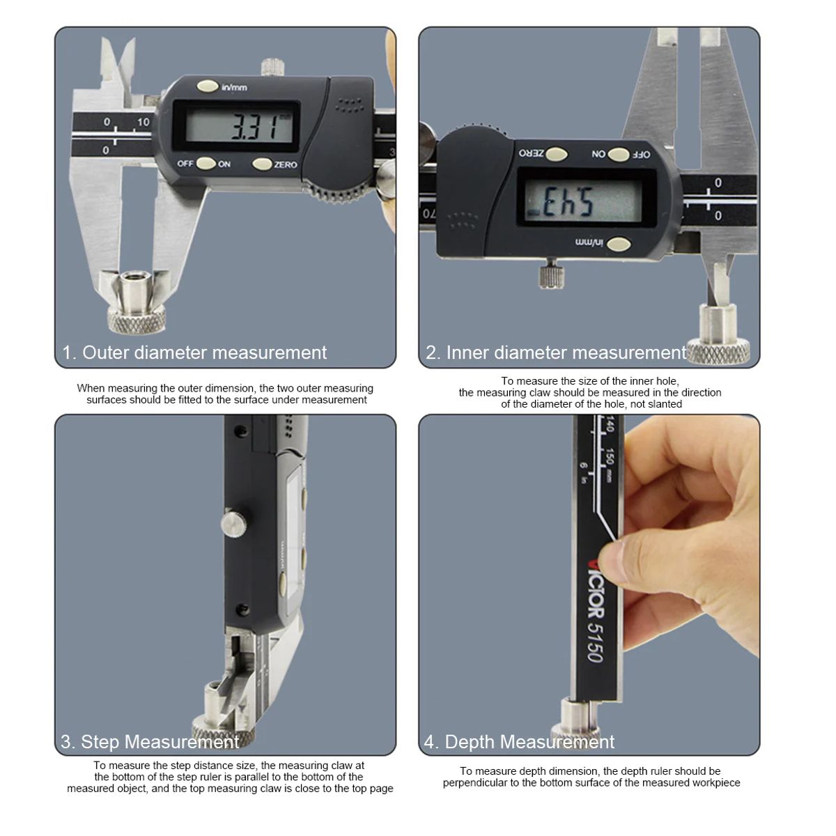 VICTOR - Vernier Pie Rey Calibrador Profesional con IP54 - VICTOR 5150
