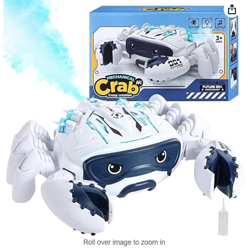 GENERICO - CANGREJO BOTA HUMO GIRATORIO CON MUSICAL Y LUCES BLANCO
