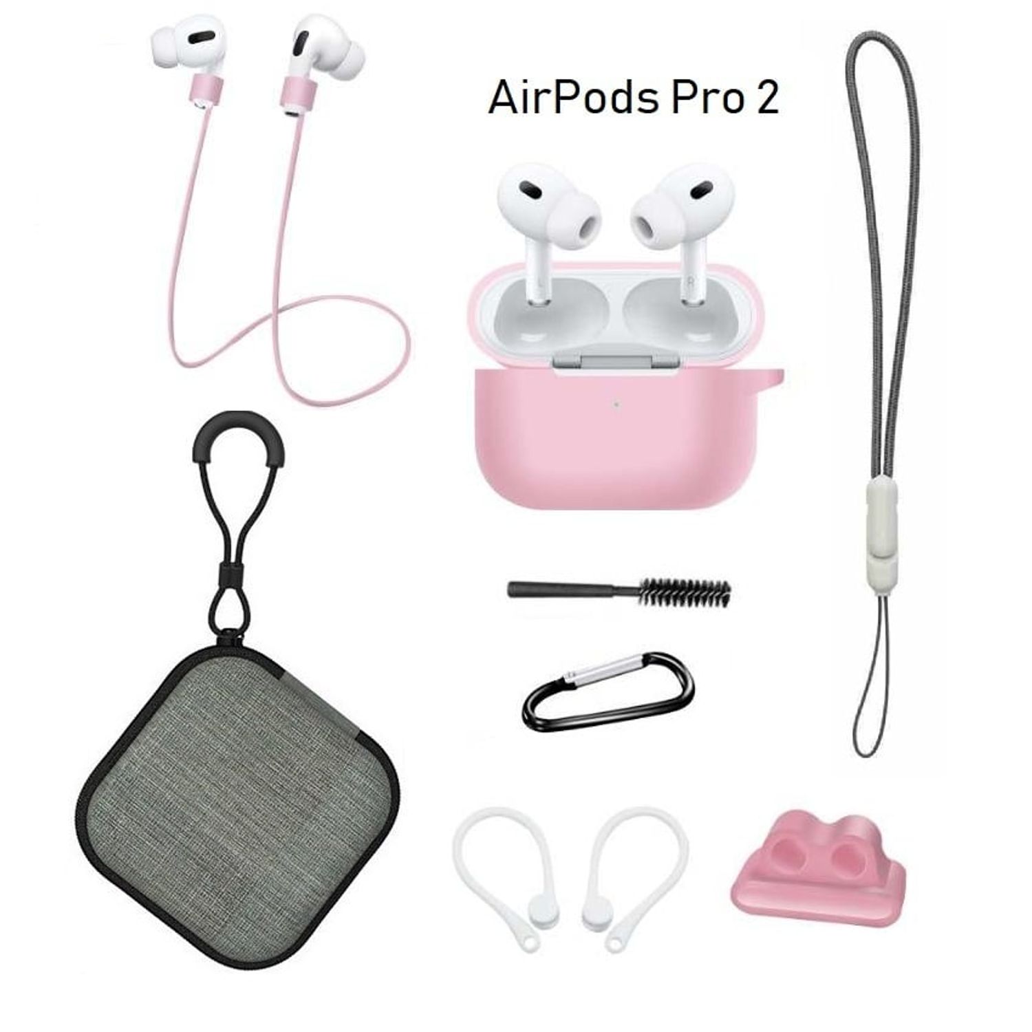 Funda De Auricular Con Nudo De Lazo Rosa Para AirPods 1/2 Con Llavero Para AirPods Pro2 4a Caja De Carga Fundas Para AirPods 3 Transparente A Prueba De Golp - AliExprs