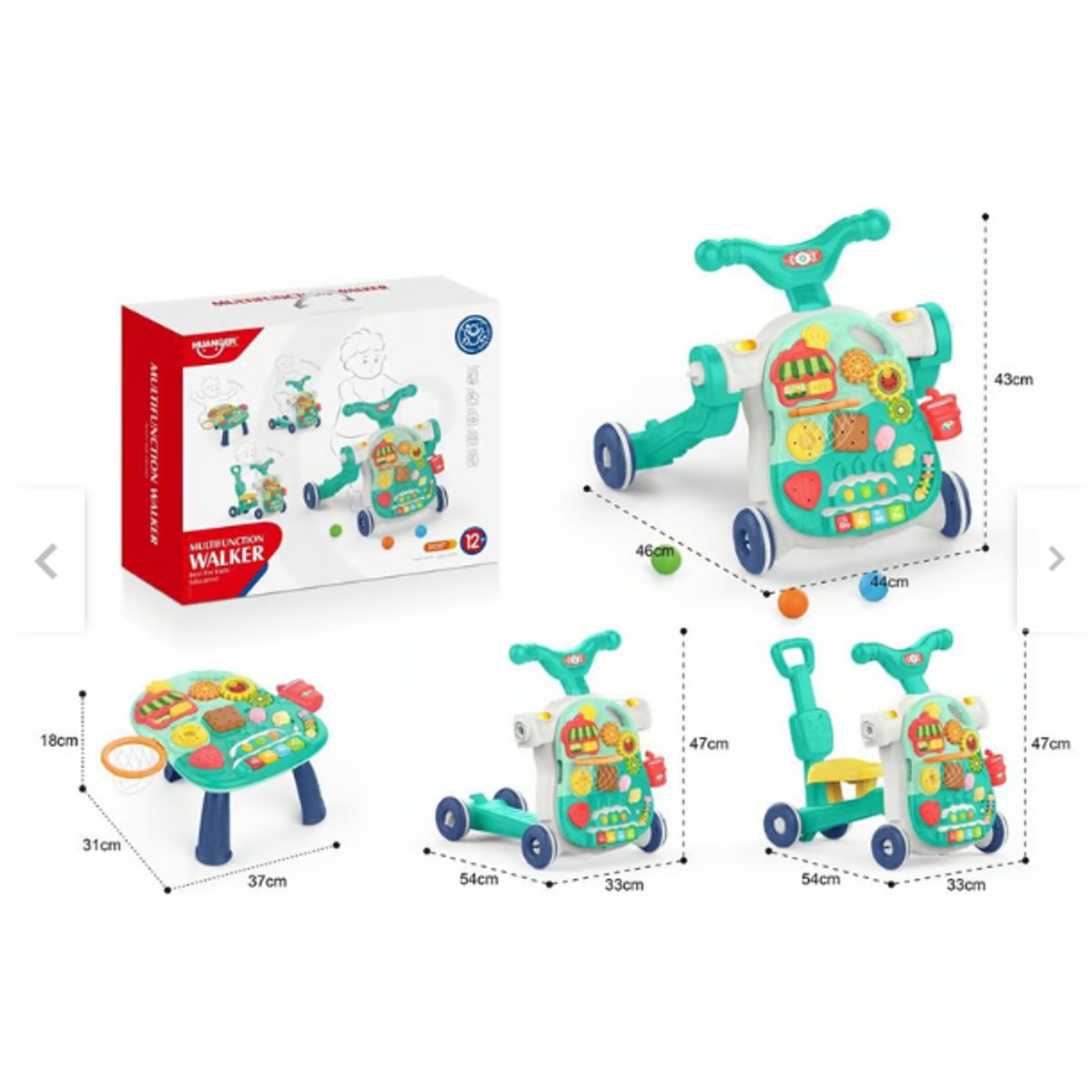 GENERICO - Andador (Caminador) de Bebé 4 en 1 Con luces y musical Verde