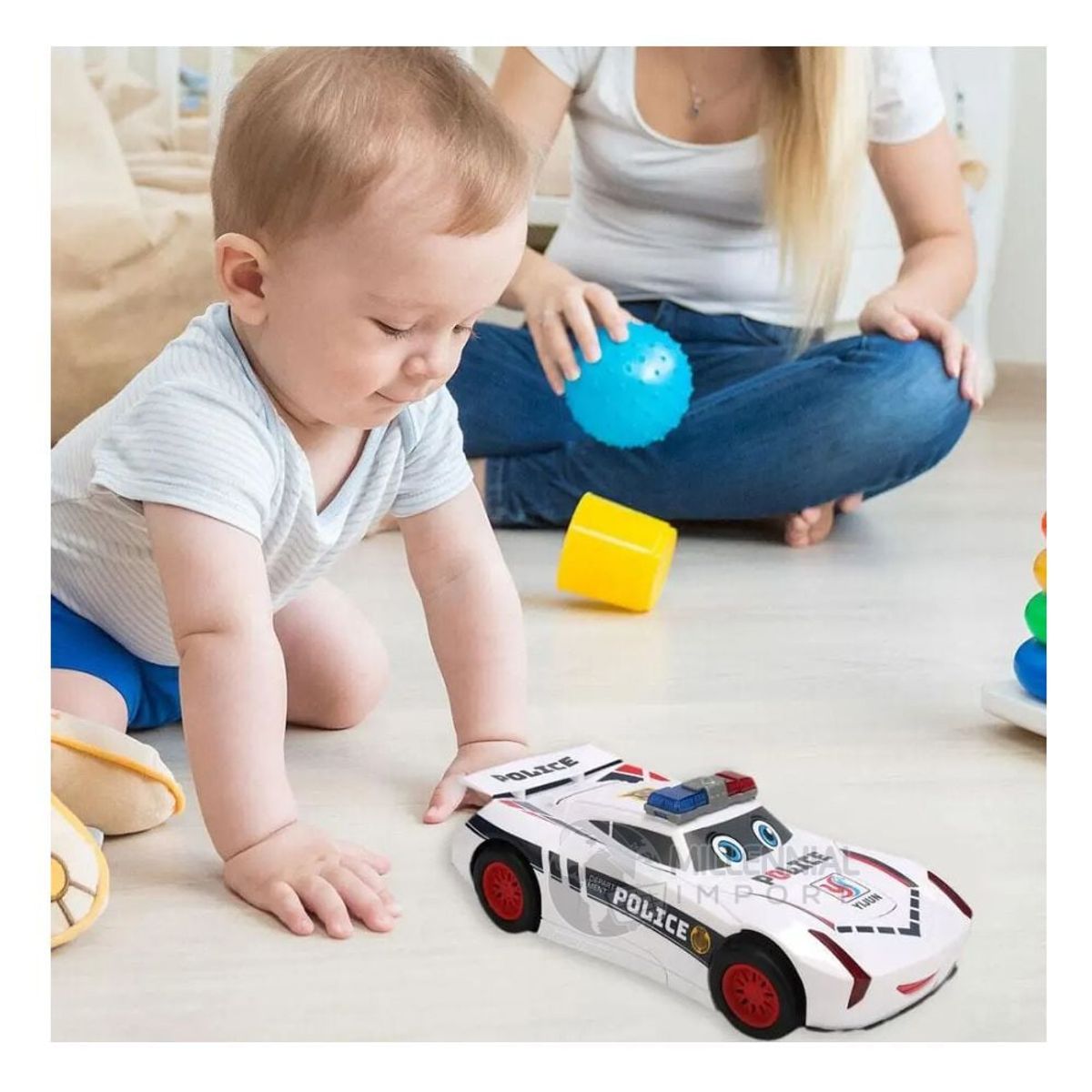 GENERICO - Carro Policía de Juguete para Niño Coche Eléctrico Giratorio