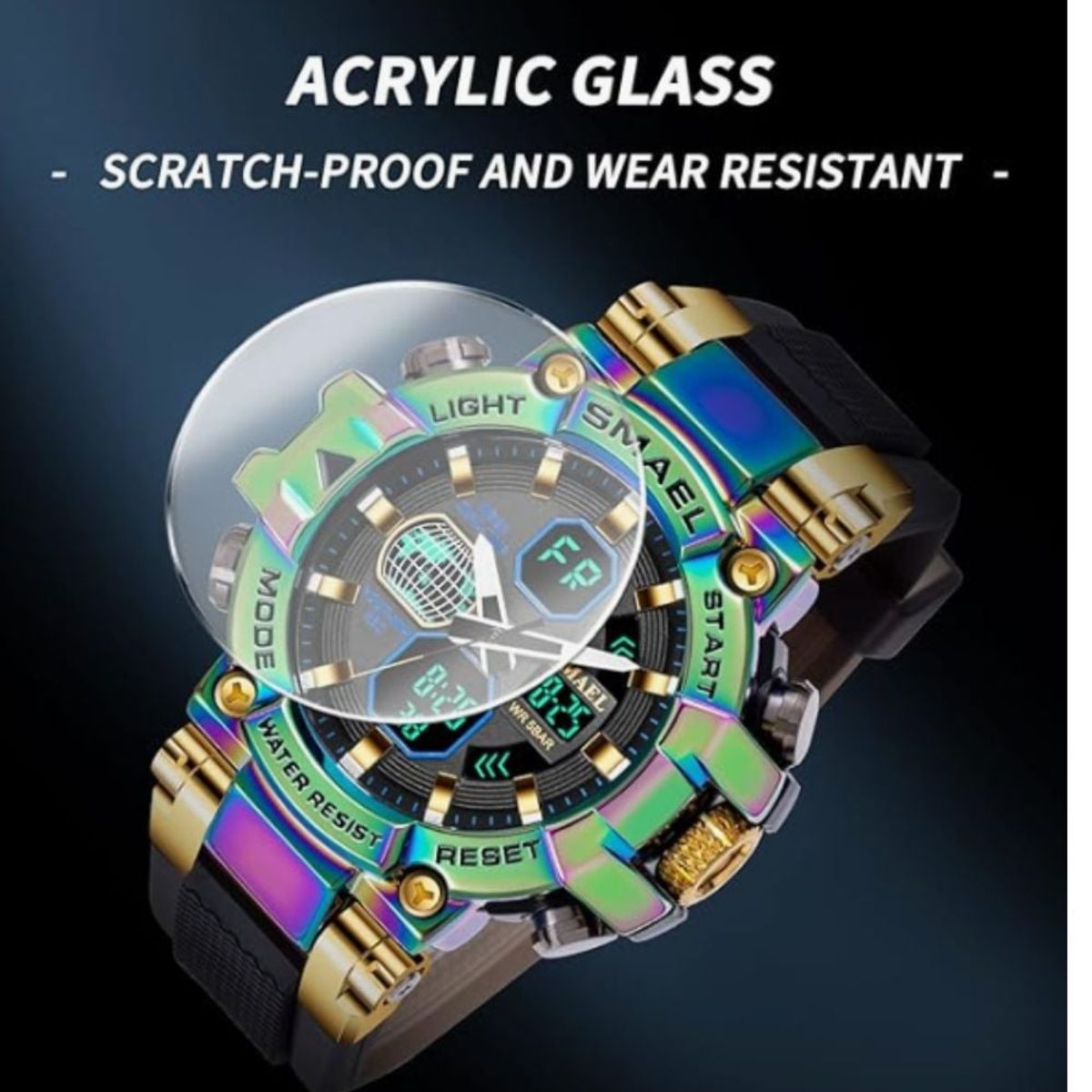 SMAEL - Reloj  Deportivo y casual digital LED SMAEL 8027 doble hora-