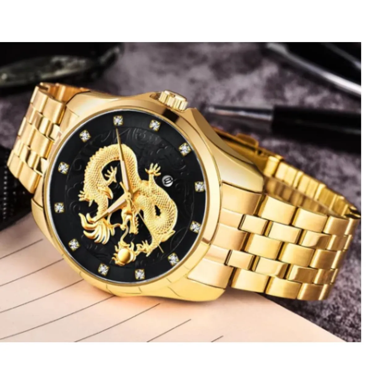 SKMEI - Reloj Dorado Dragon Acuatico modelo 9193 Skmei .