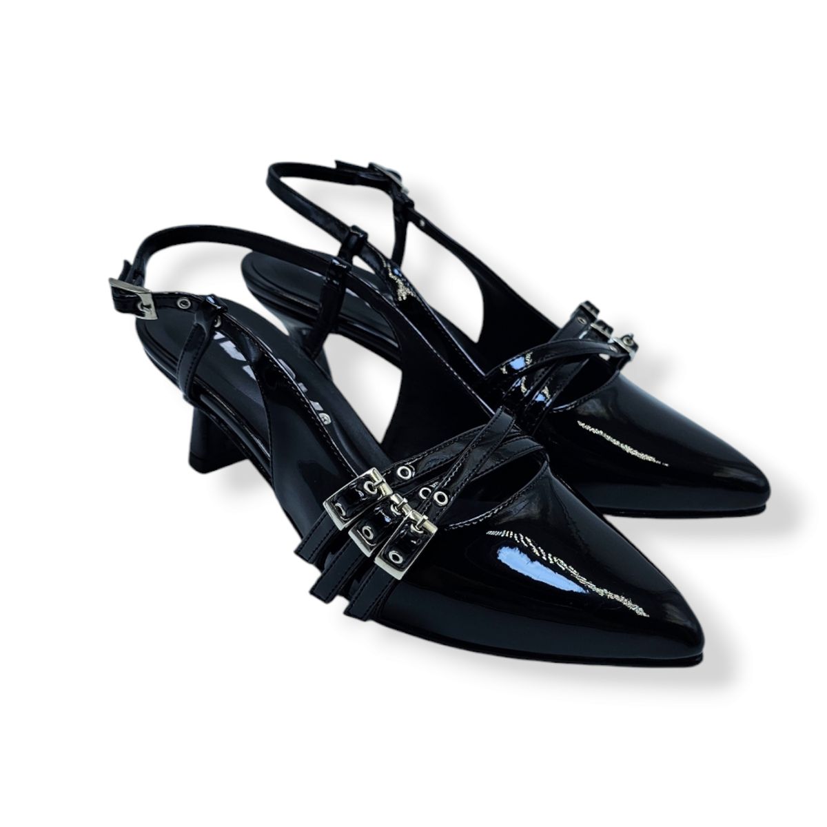LB LIBBY CALZADOS Y ACCESORIOS - ZAPATOS SLINGBACK MODELO PARIS COLOR NEGRO CHAROL MATE