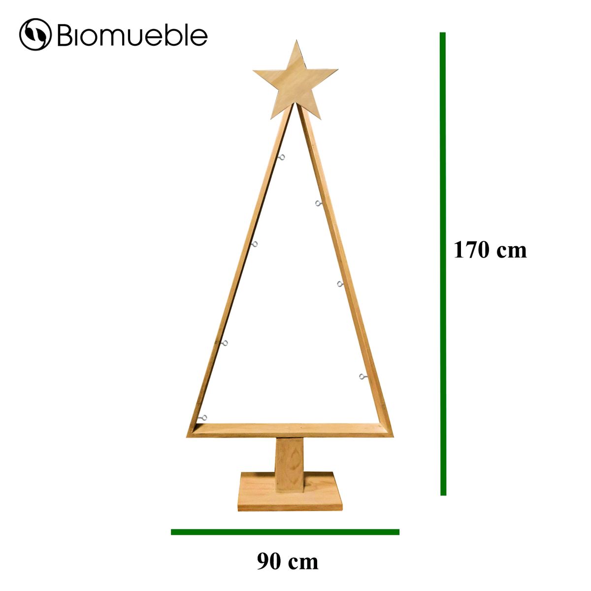 GENERICO - ÁRBOL DE NAVIDAD RÚSTICO DE MADERA RECICLADA DE PALETS 170 CM X 90 CM