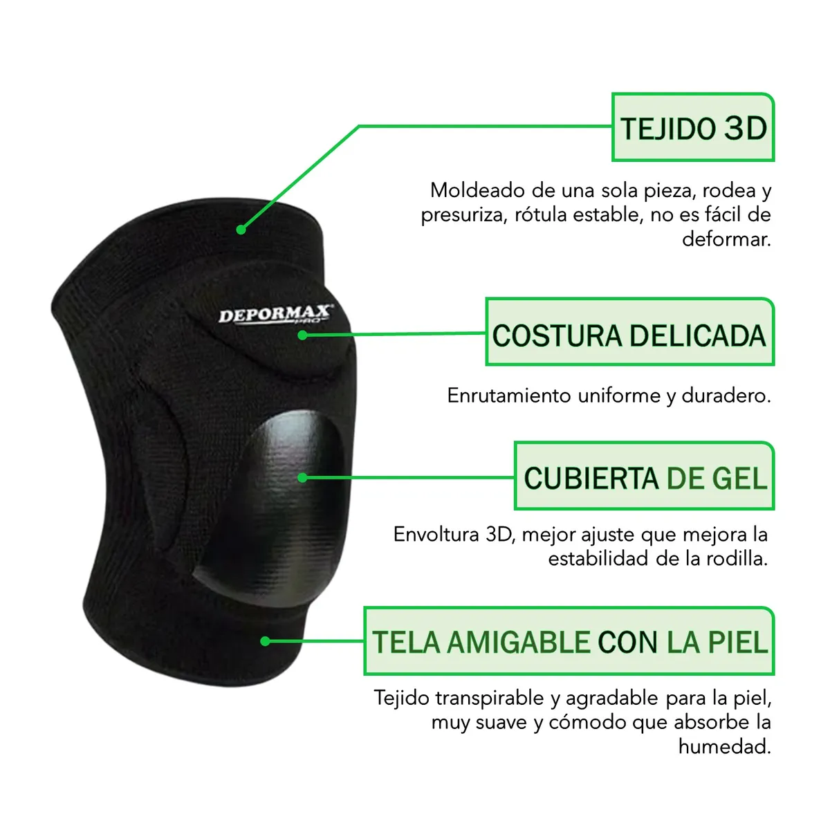 GENERICO - RODILLERAS PARA VÓLEY SILICONA ALTO IMPACTO TALLA M DEPORMAX
