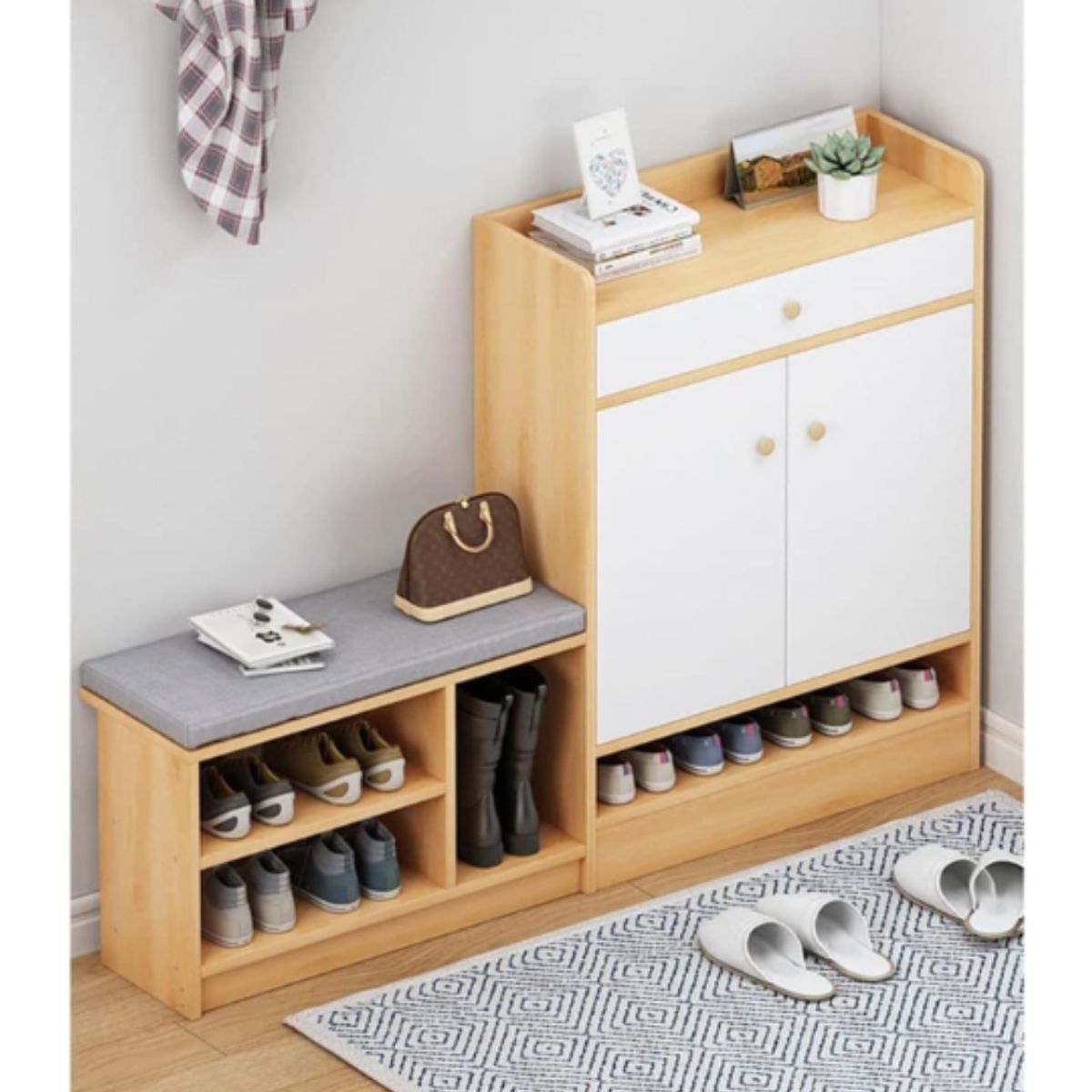 GENERICO - Zapatera Kelin con Asiento Blanco y Duna Petrox Home