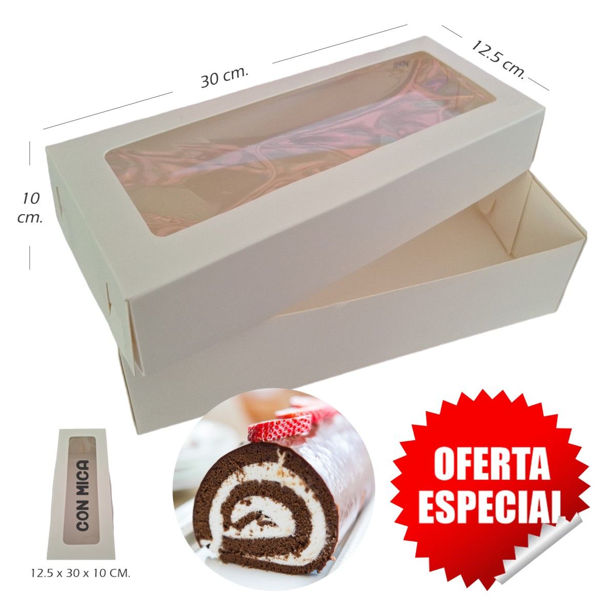 GENERICO - 100 Cajas de Pionono Keke Ingles de 30 cm. de Largo