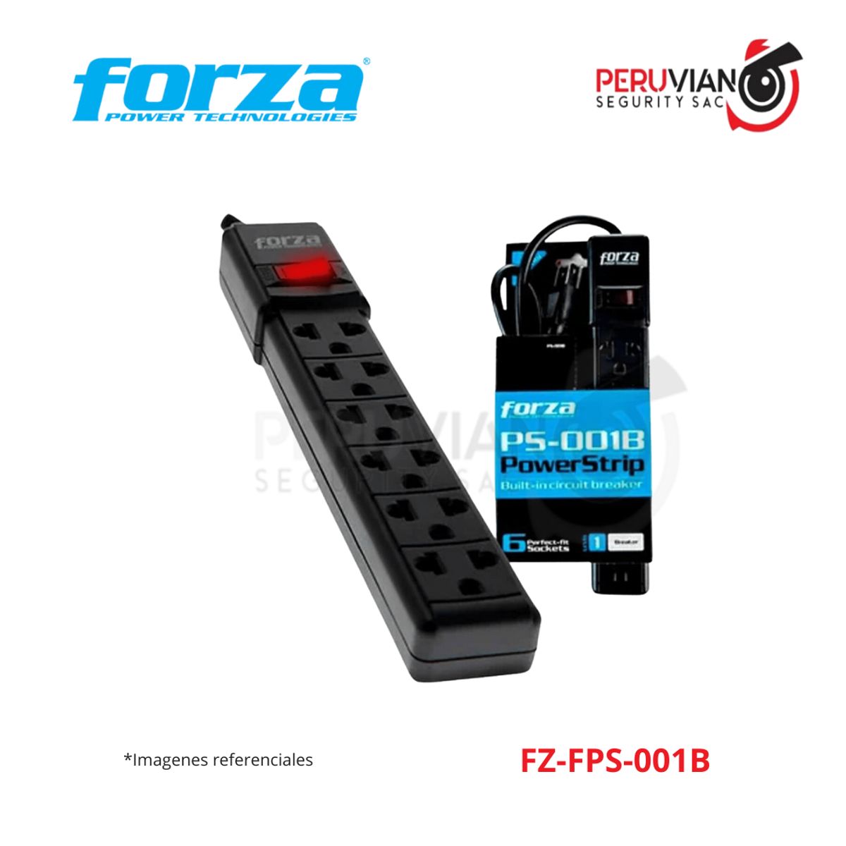 FORZA - ESTABILIZADOR REGLETA NEGRA 6 TOMAS FORZA FZ-FPS-001B