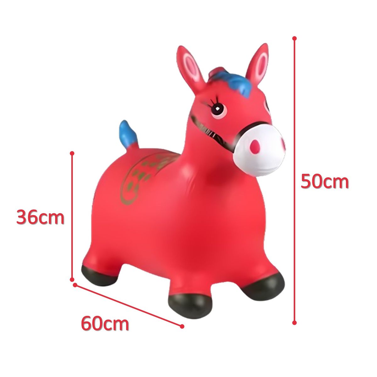 GENERICO - CABALLO SALTARIN INFLABLE PARA NIÑOS Y NIÑAS ROJO