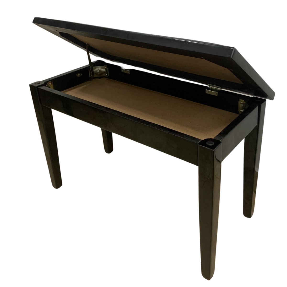 GENERICO - BANQUETA DE BASE DE MADERA COLOR NEGRO BRILLANTE