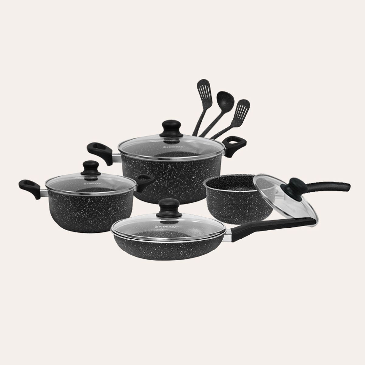 FINEZZA - Juego de ollas antiadherentes ultragranito de 11 piezas