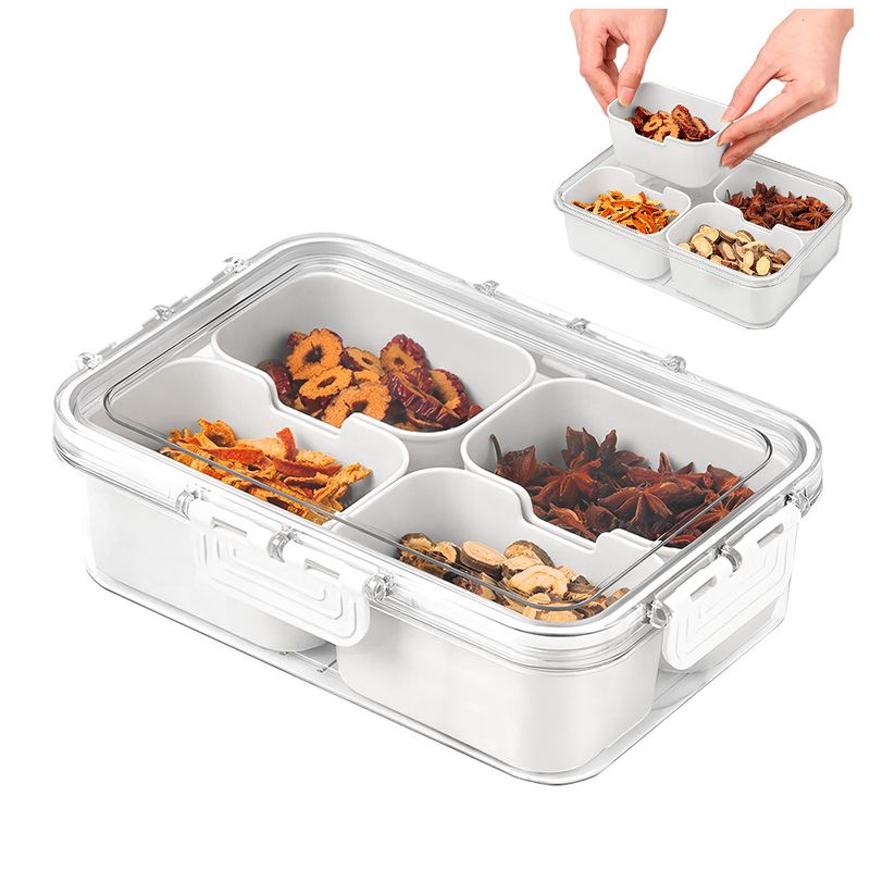 KELLER - Táper Hermético de Alimentos con 4 Divisiones Desmontable Blanco A27
