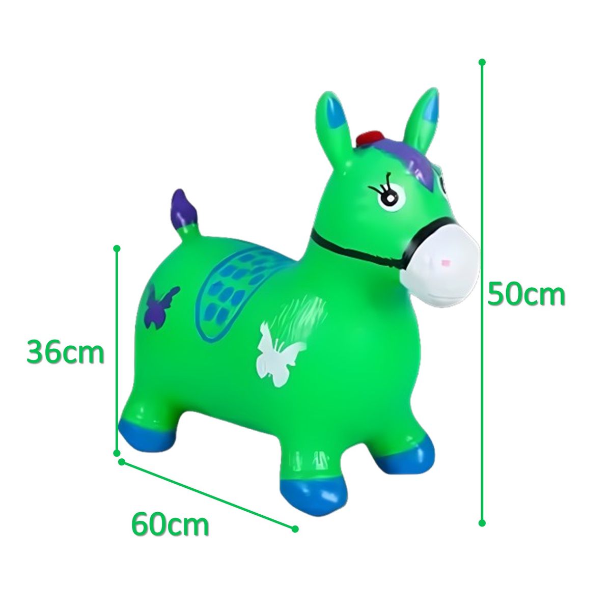 GENERICO - CABALLO SALTARIN INFLABLE PARA NIÑOS Y NIÑAS VERDE