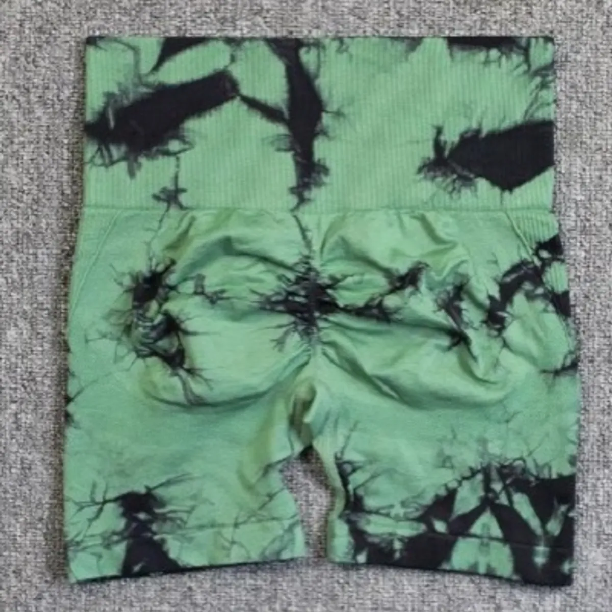 GENERICO - Short Deportivo Tie Dye sin Costuras con Push-Up Verde olivo