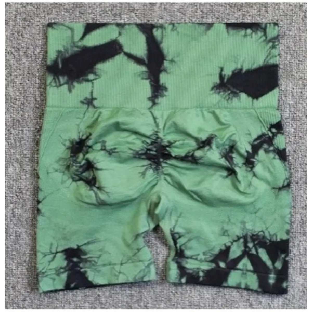 GENERICO - Short Deportivo Tie Dye sin Costuras con Push-Up Verde olivo