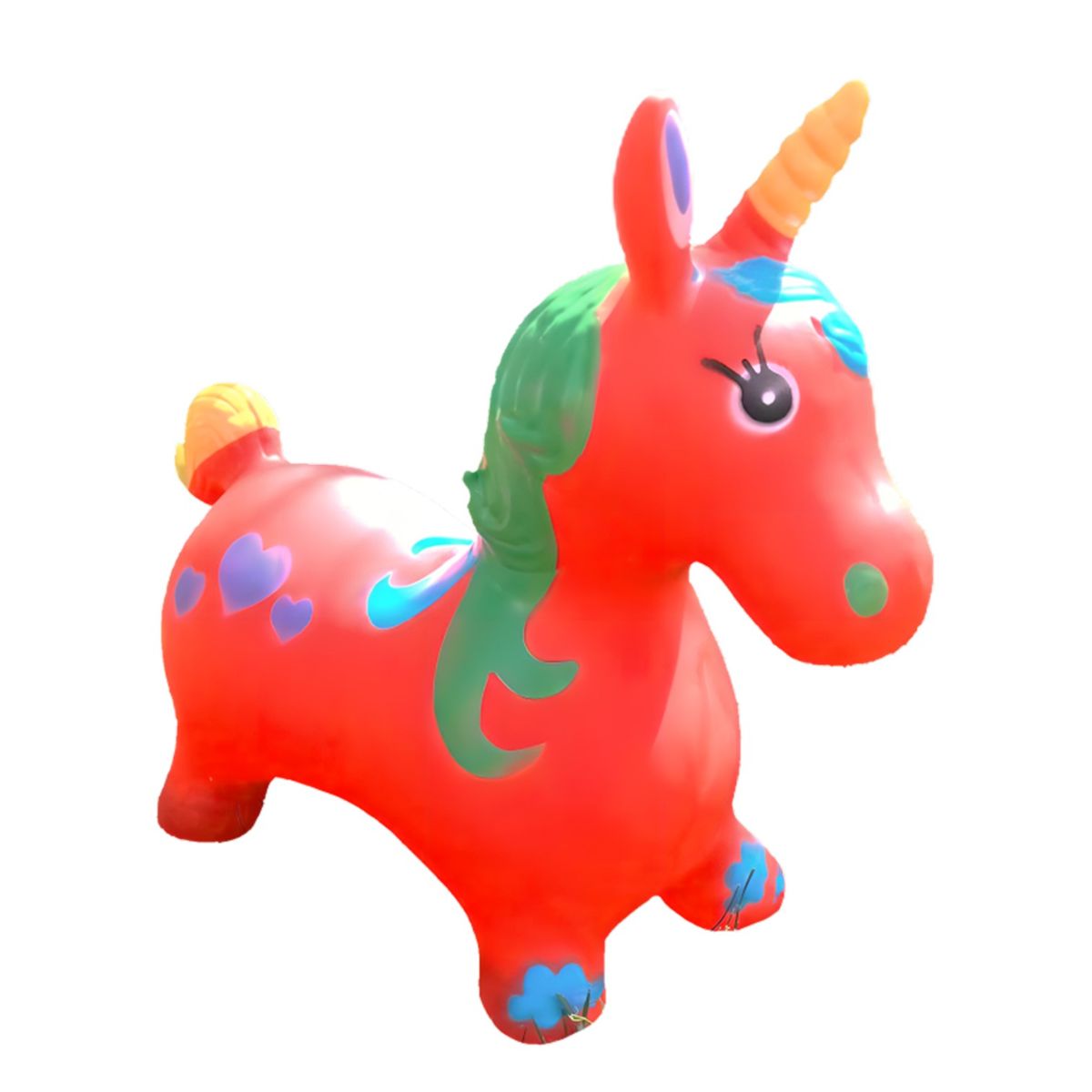 GENERICO - UNICORNIO SALTARIN INFLABLE PARA NIÑOS Y NIÑAS ROJO