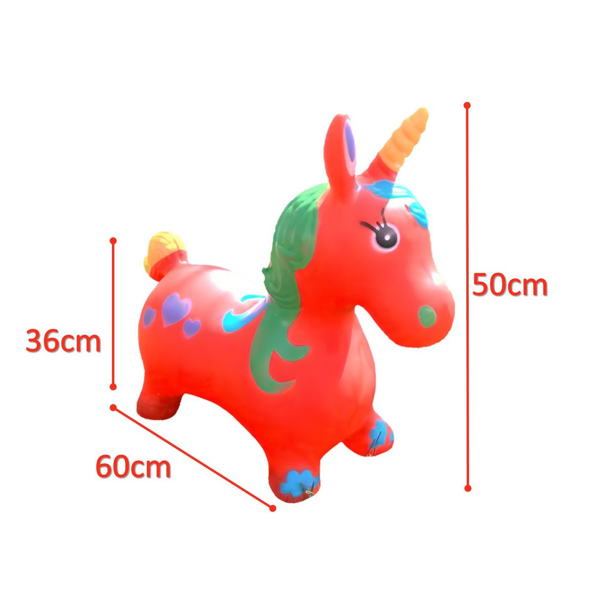 GENERICO - UNICORNIO SALTARIN INFLABLE PARA NIÑOS Y NIÑAS ROJO
