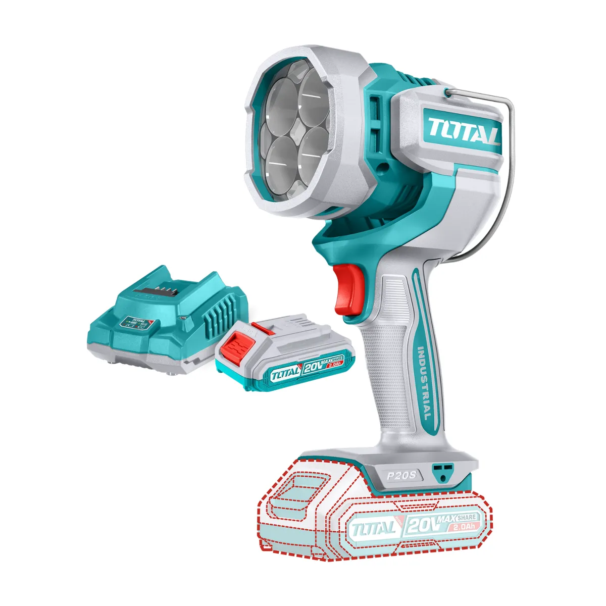 TOTAL TOOLS - Linterna de trabajo LED 20v 200 Lm Total