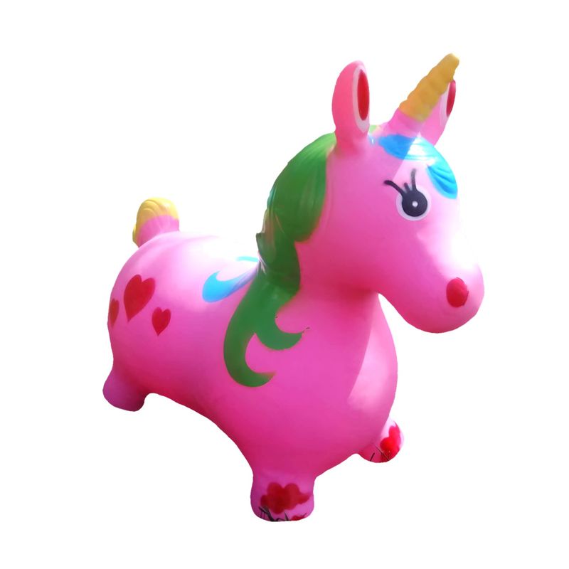 GENERICO - UNICORNIO SALTARIN INFLABLE PARA NIÑOS Y NIÑAS ROSADO
