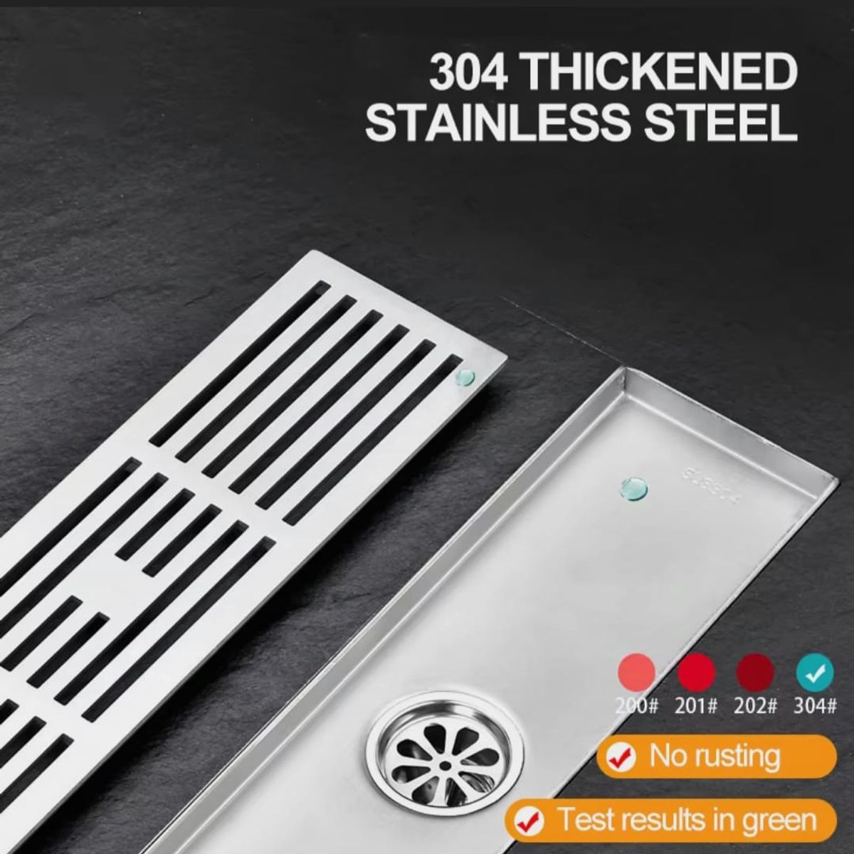 GENERICO - Desagüe Sumidero Rejilla Lineal 8x30cm Acero Inoxidable SUS 304