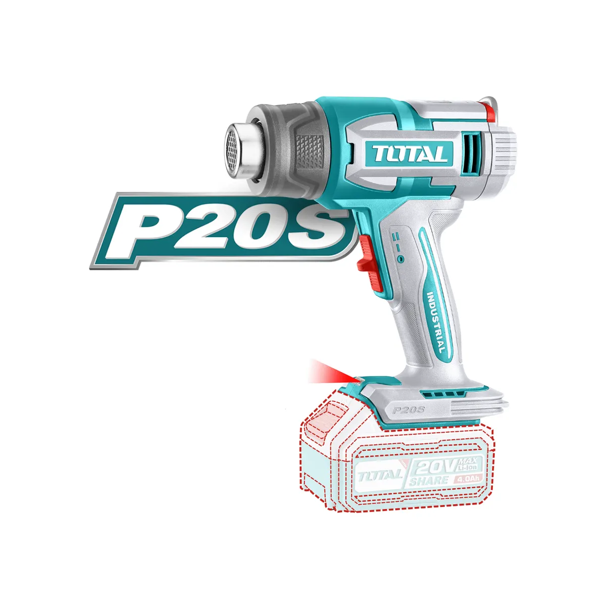 TOTAL TOOLS - Pistola de calor + bateria 5ah y cargador industrial Total