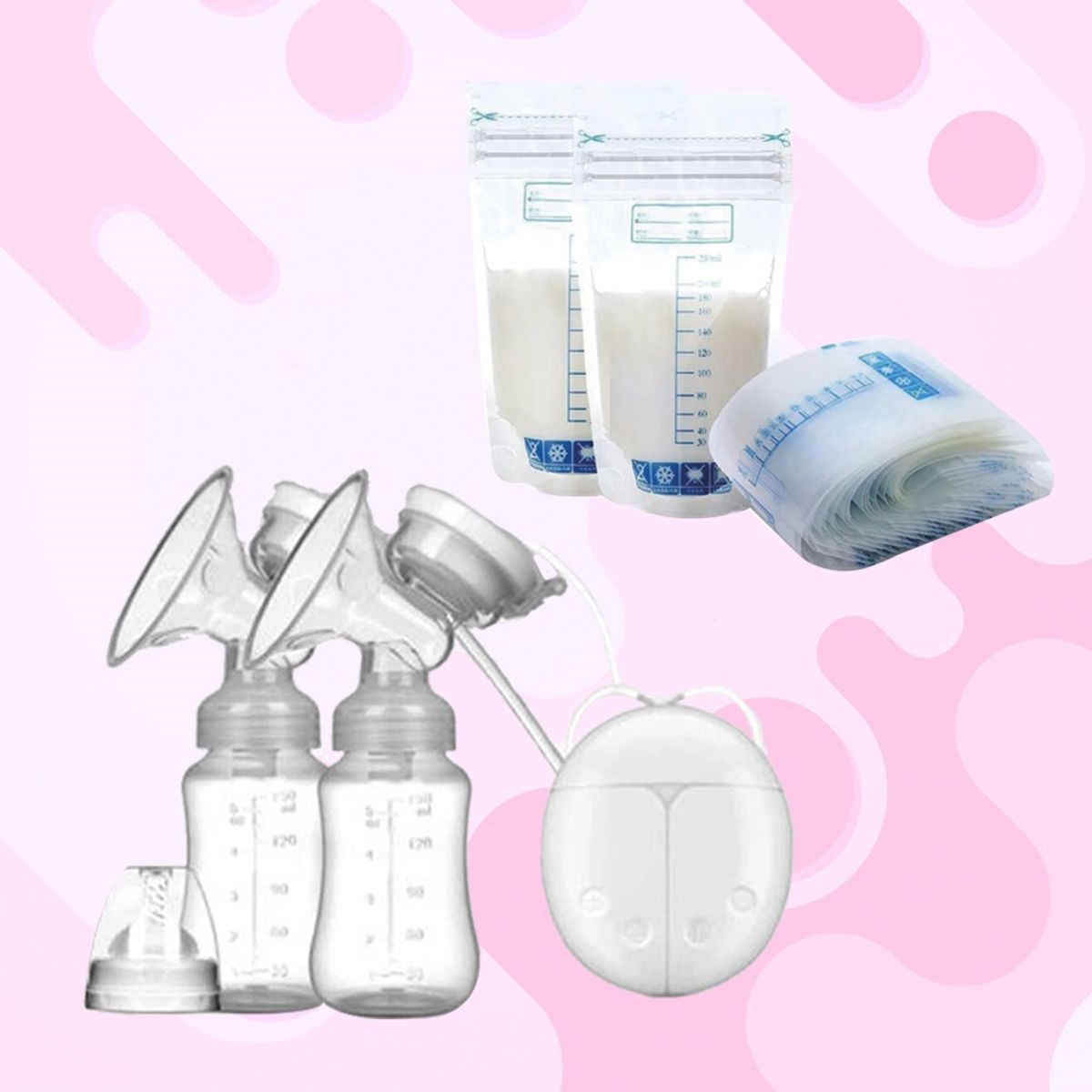 TECH CARE - Extractor Eléctrico De Leche Doble+Bolsas recolectoras