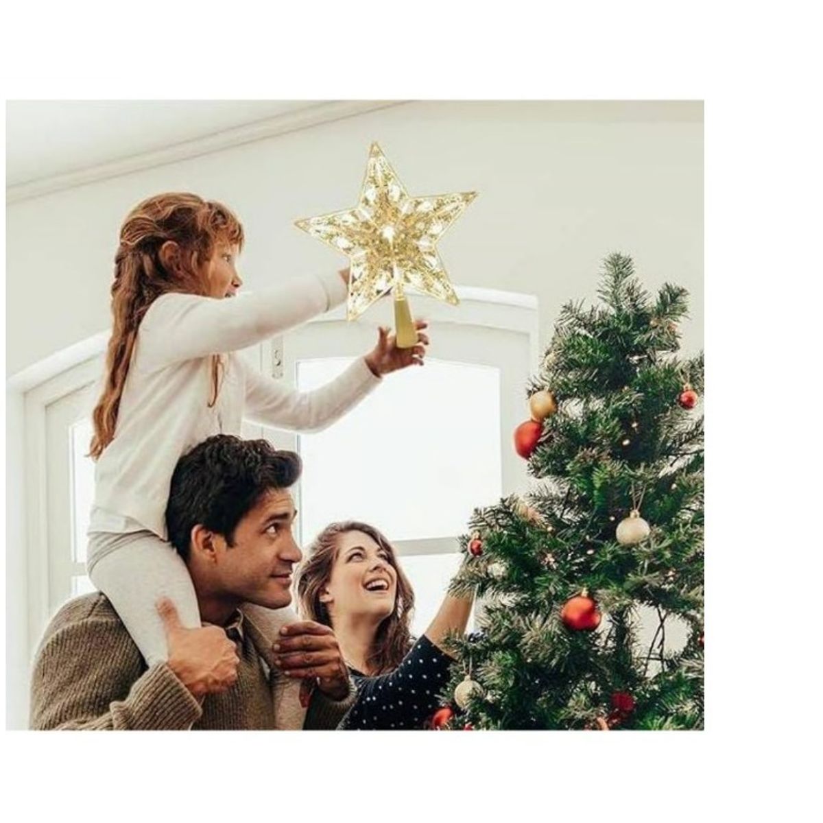 GENERICO - Estrella para árbol de navidad 25x23x3 cm