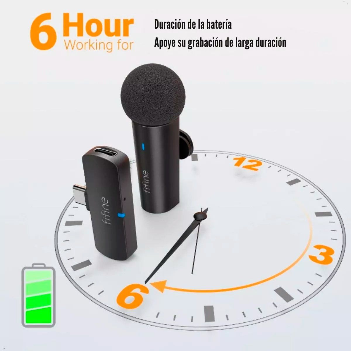 FIFINE - Micrófono Inalámbrico Usb-c De 2.4 Ghz, Fifine M6 Negro