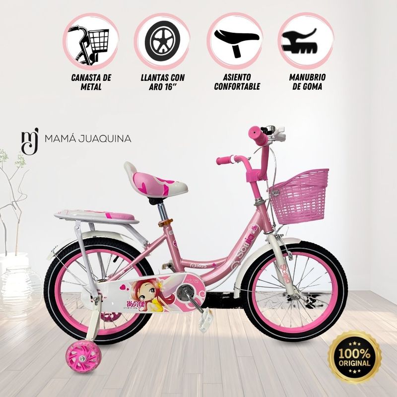 BEAUTIFUL - Bicicleta Para Niña Aro 16 «BASRA » Pink