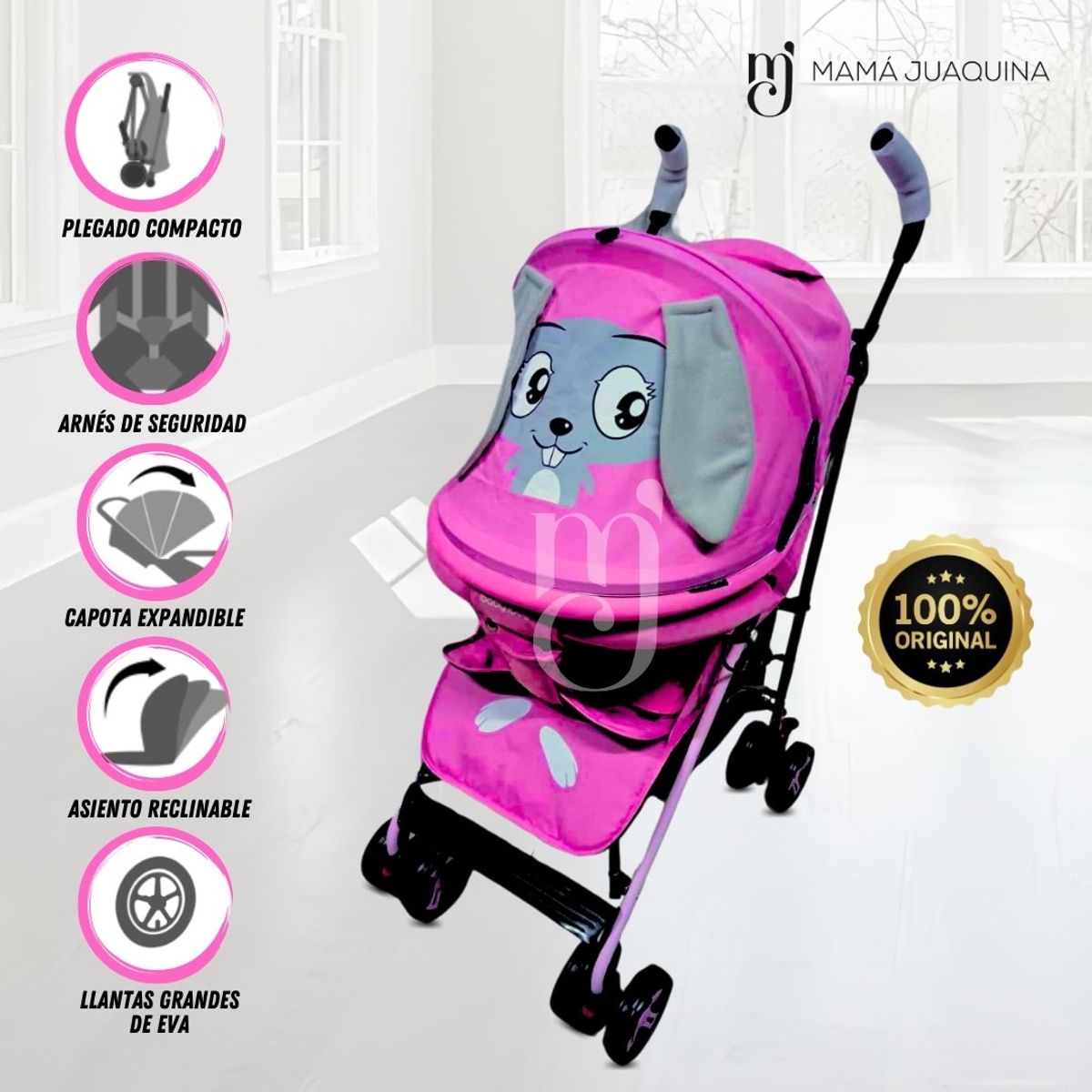 BABY - Coche Bastón con diseño «COPITO» Dark Pink