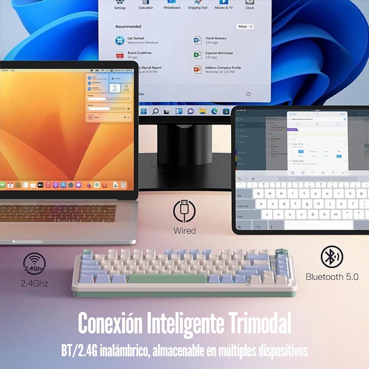 REDRAGON - Redragon - Teclado Ucal Pro K673CPG 75% Wireless Pastel