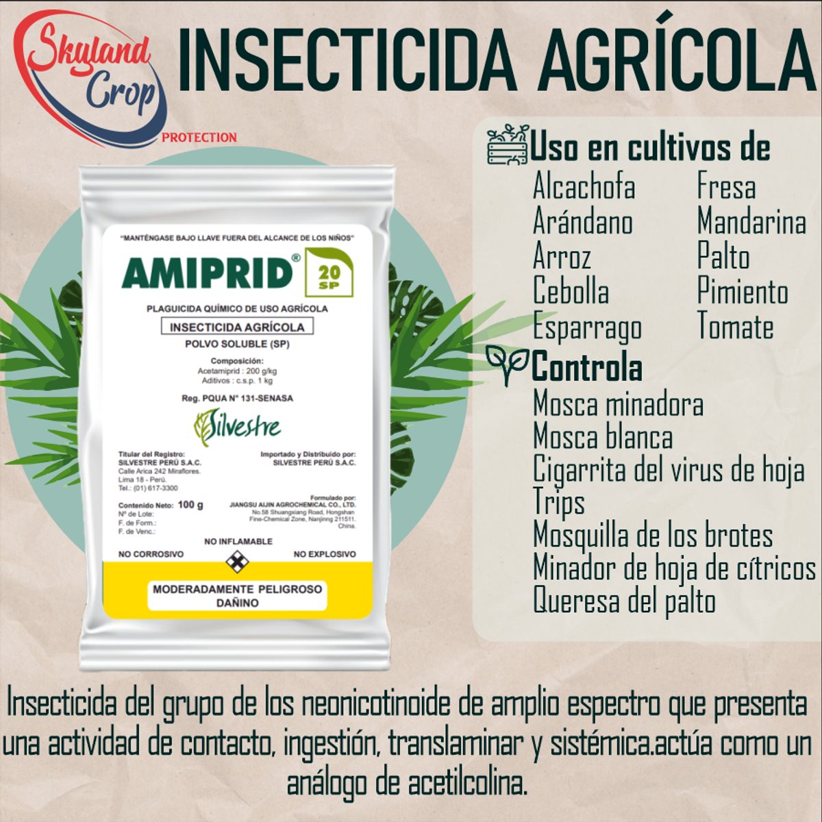 GENERICO - AMIPRID 20 SP 100gr INSECTICIDA AGRÍCOLA