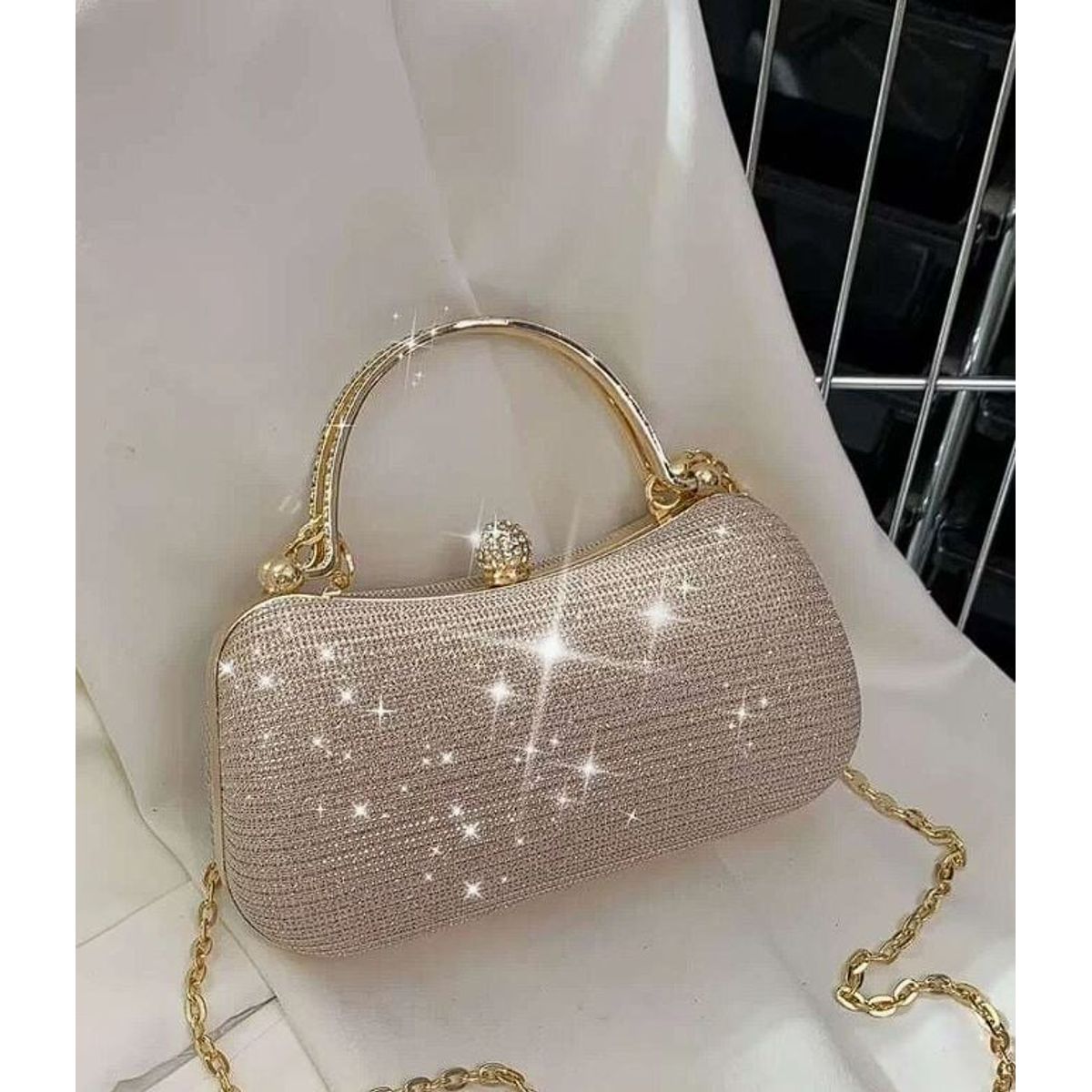 GENERICO - BOLSA DE MANO NUDE CON BRILLOS PARA FIESTAS