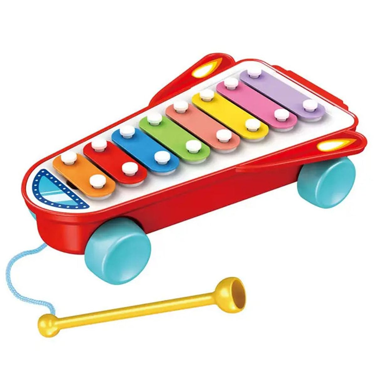 HUANGER - Xilófono Happy de Ruedas Cohete para Niños Rojo