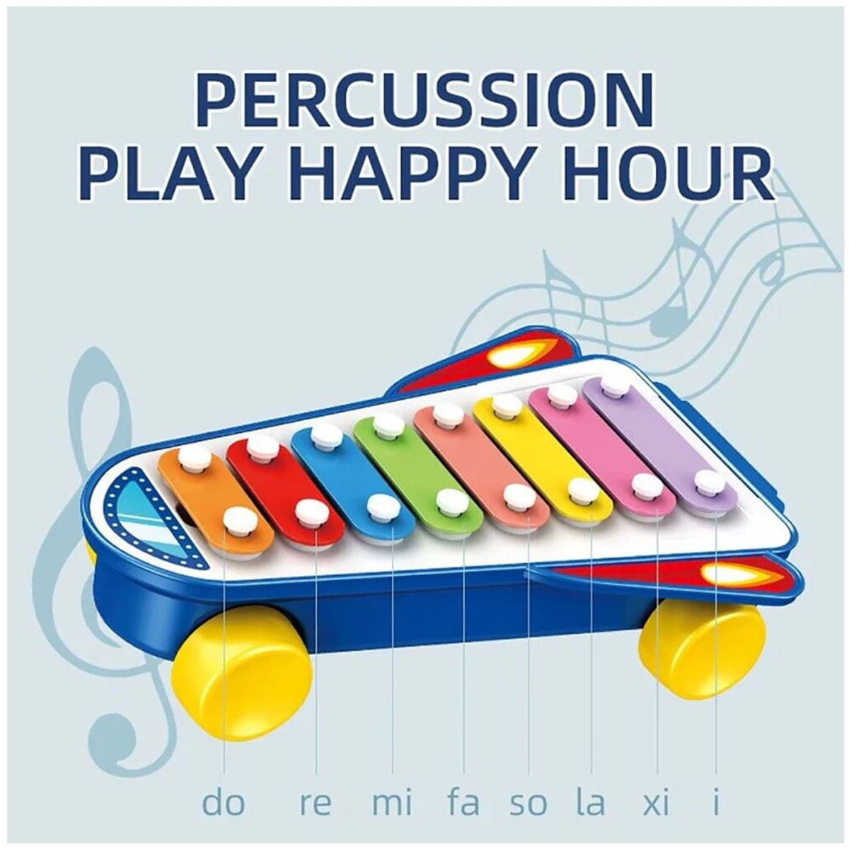 HUANGER - Xilófono Happy de Ruedas Cohete para Niños Rojo