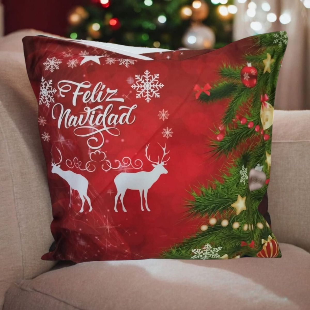 GENERICO - Funda Cojin Navideño Color Rojo