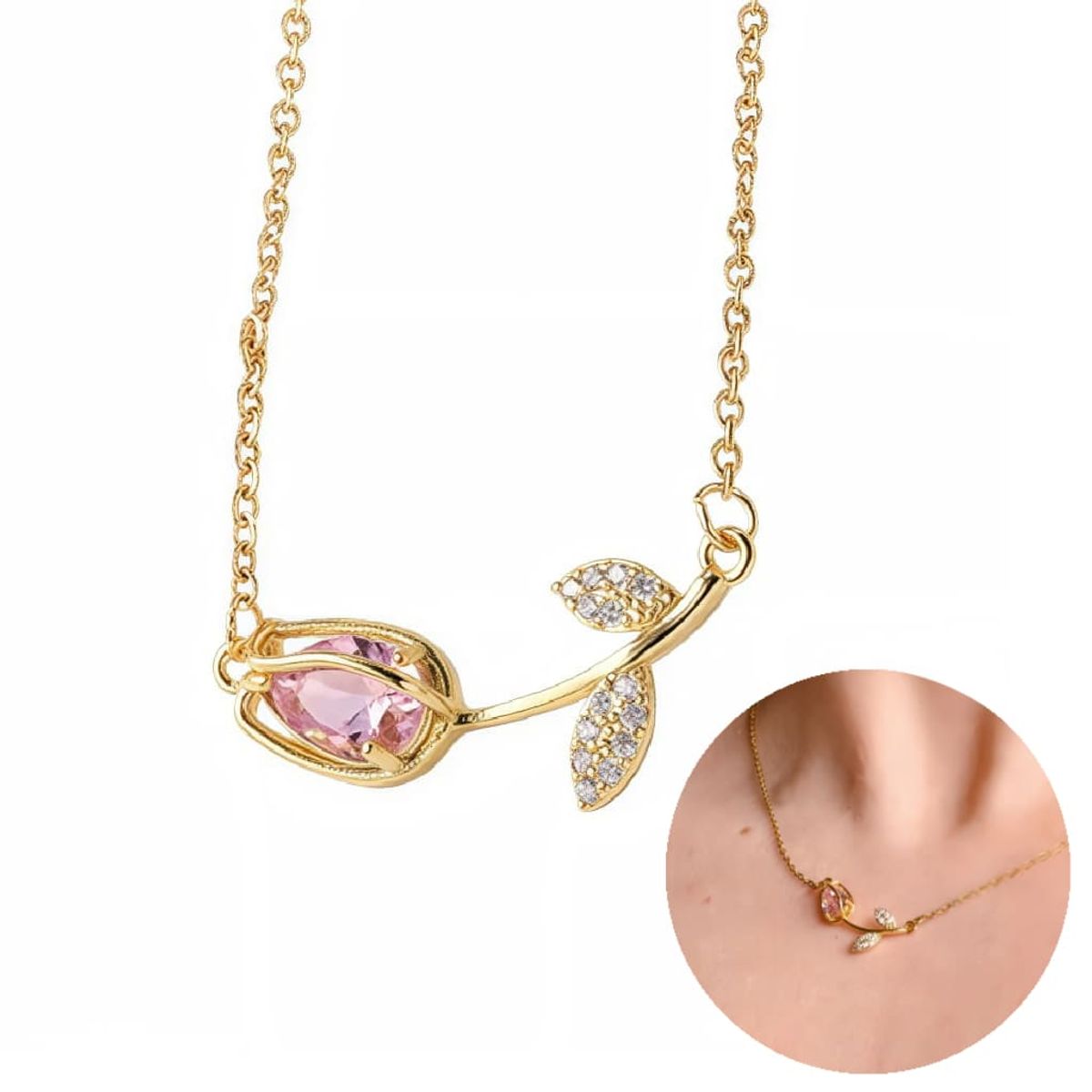 NO LOGO - Collar De Mujer De Tulipan Regalo Especial Acero Inoxidable