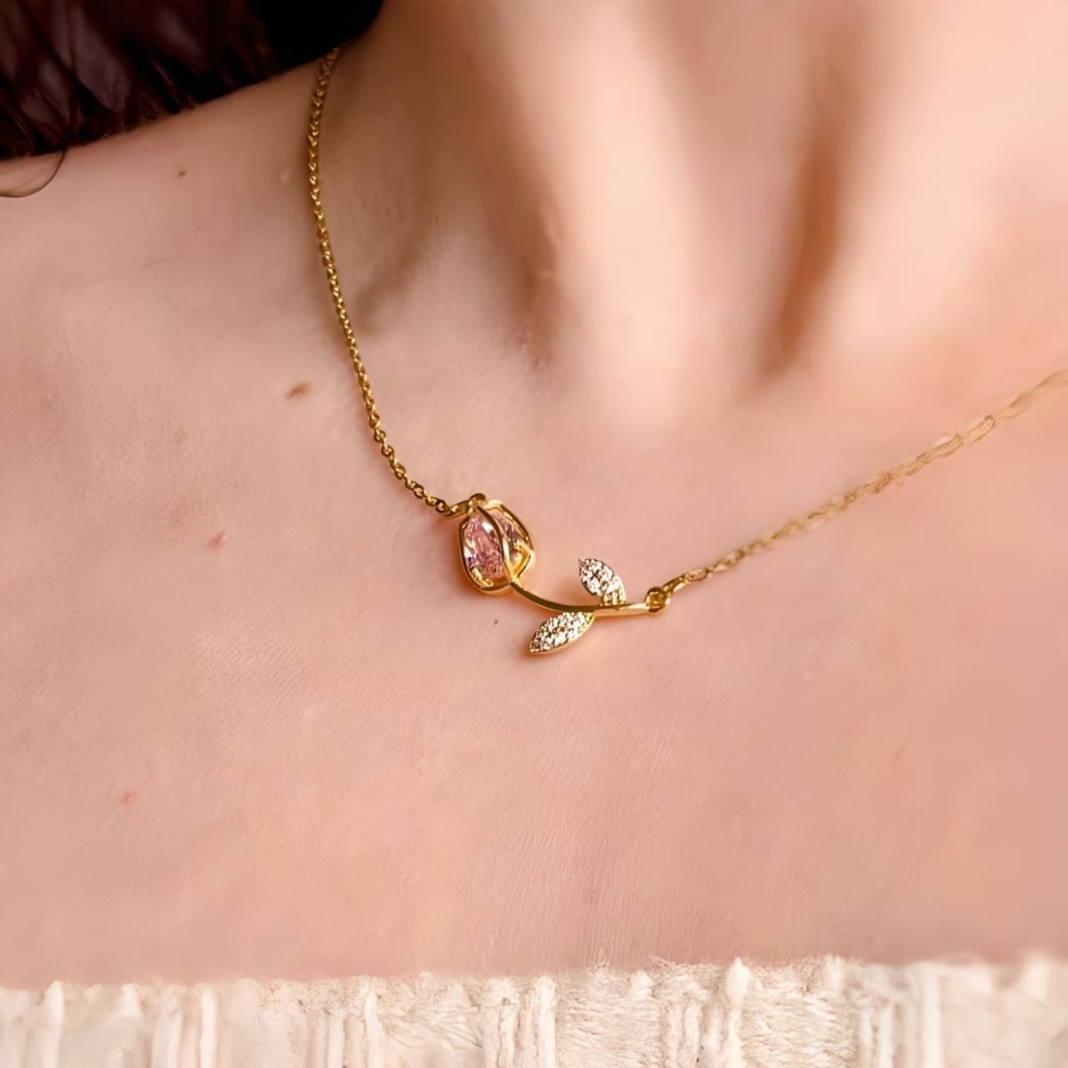 NO LOGO - Collar De Mujer De Tulipan Regalo Especial Acero Inoxidable