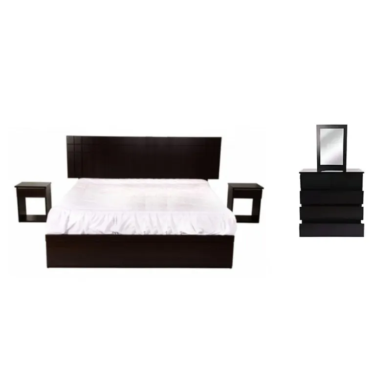 HOGAR & SPACIOS - HYS DORMITORIO KING ORQUIDEA 2 VELADORES COMODA MARRON OSCURO