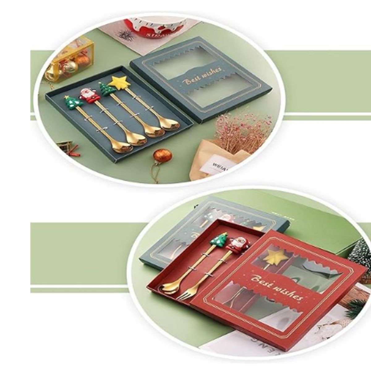 GENERICO - Mini Cubiertos con Diseño Navideño set x4