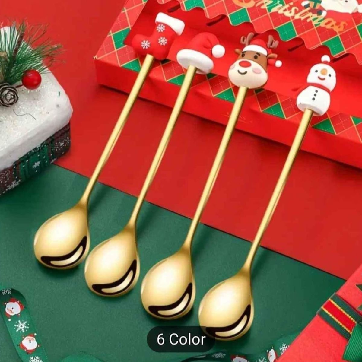 GENERICO - Mini Cubiertos con Diseño Navideño set x4