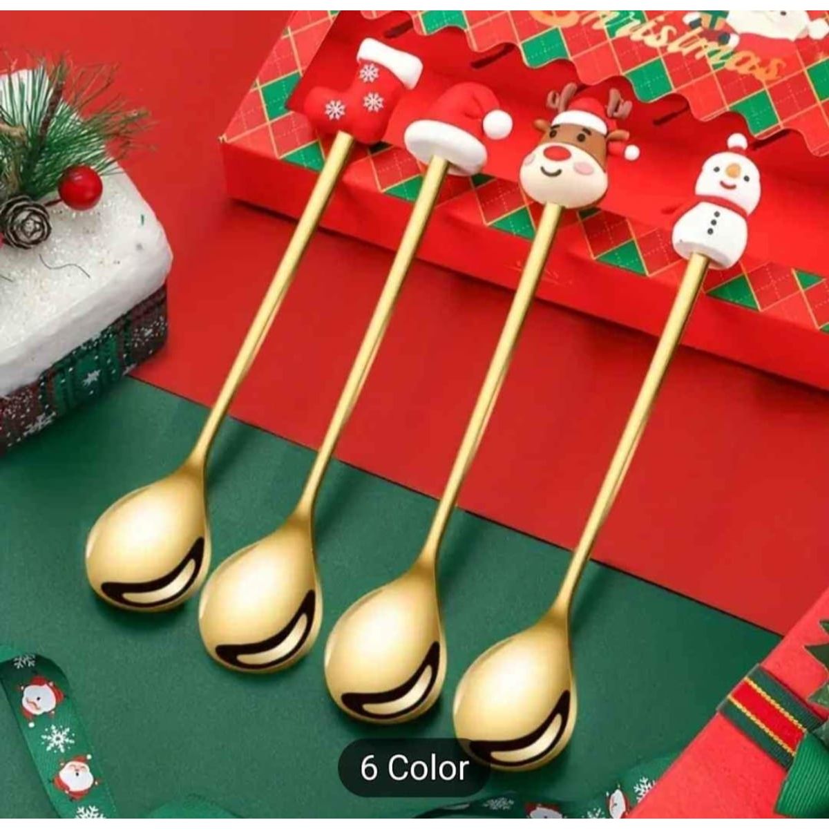 GENERICO - Mini Cubiertos con Diseño Navideño set x4