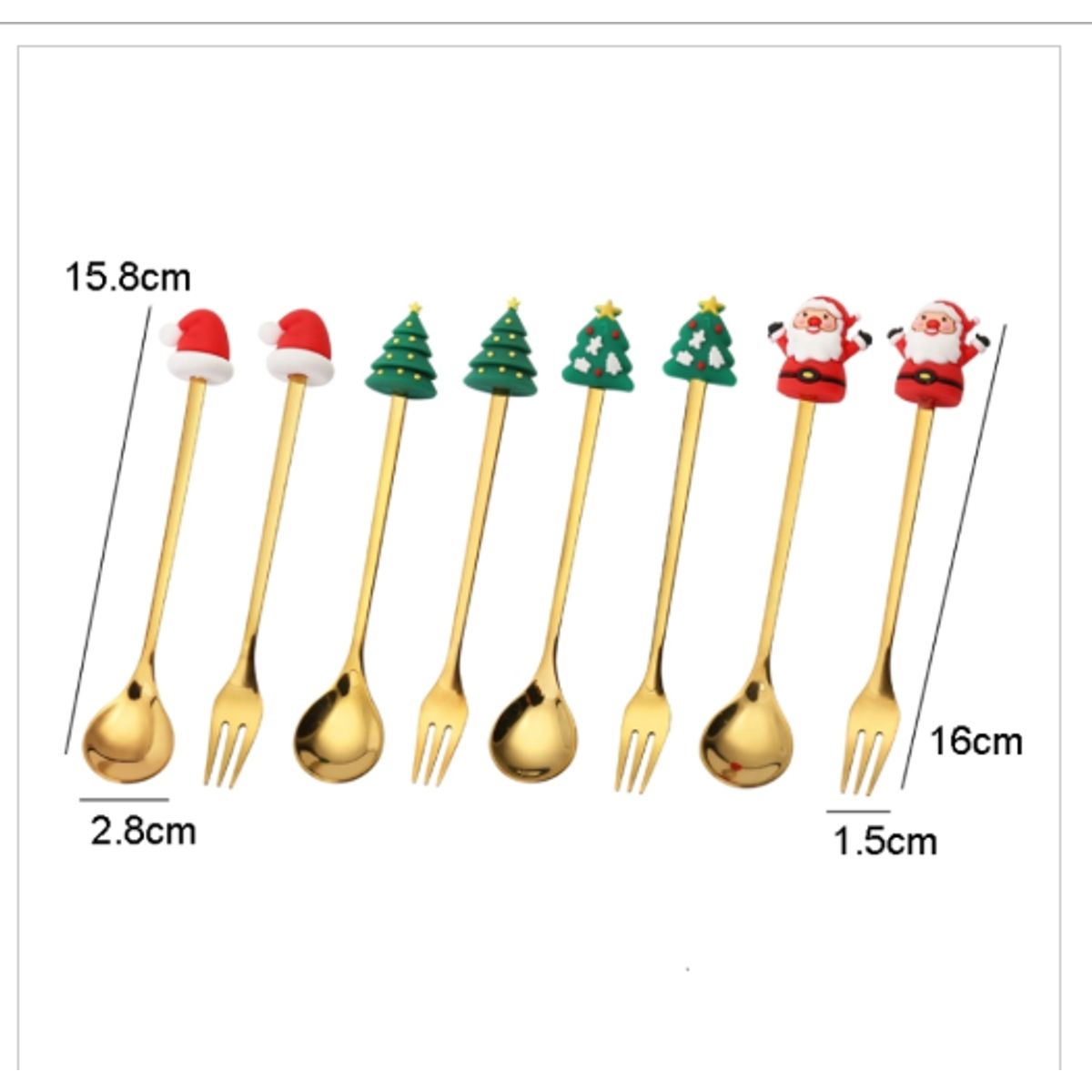 GENERICO - Mini Cubiertos con Diseño Navideño set x6