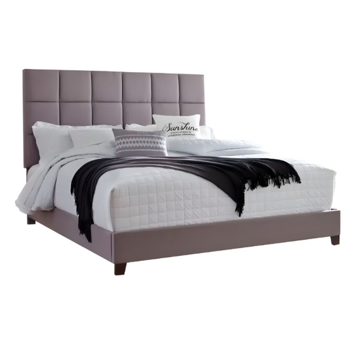 HOGAR & SPACIOS - HYS DORMITORIO 2 PLZ ALESSIA TAPIZADA GRIS CLARO